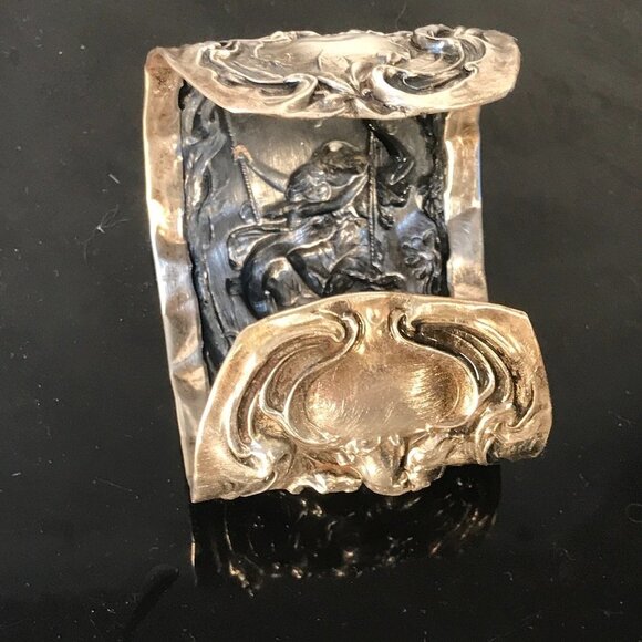 Sterling Spoon Ring Cuff Bracelet 925 Silver Victorian Baroque Rococo Antique - Picture 3 of 7